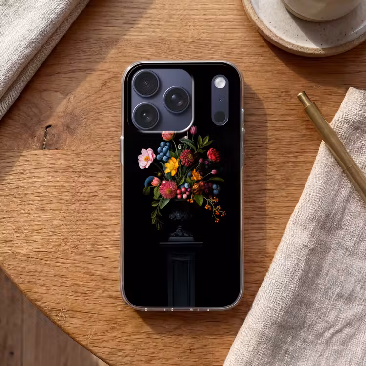 Bloemen - Vrolijk - Vaas Telefoonhoesje iPhone 17 Pro klein -sfeer1