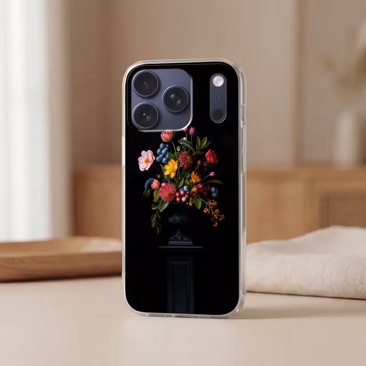 Bloemen - Vrolijk - Vaas Telefoonhoesje iPhone 17 Pro klein -sfeer2