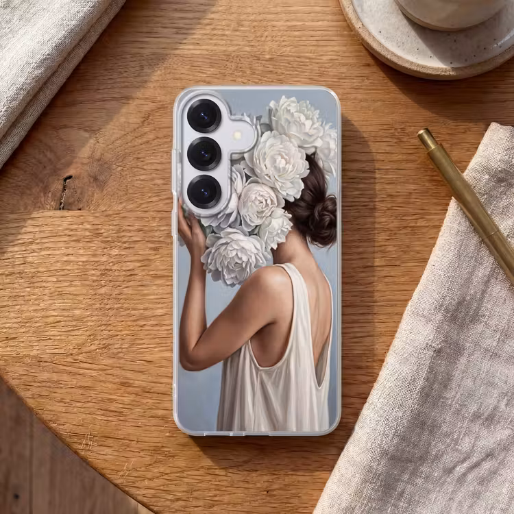 Bloemen - Vrouw - Wit Telefoonhoesje Samsung Galaxy S26 klein -sfeer1