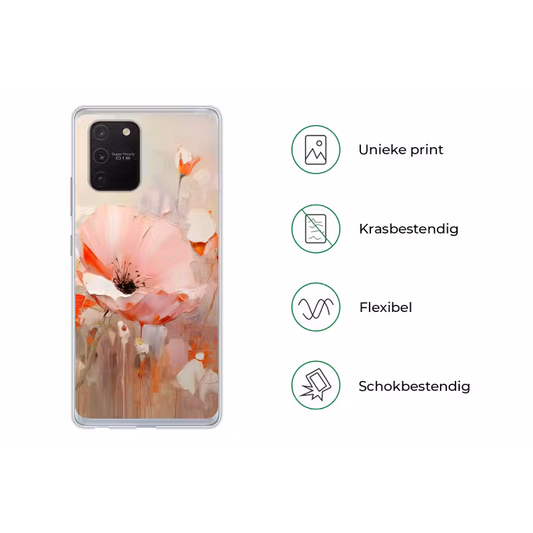 Bloemen - Watercolor - Roze - Abstract - Kunst Telefoonhoesje Samsung Galaxy S10 Lite klein -specsS10Lite