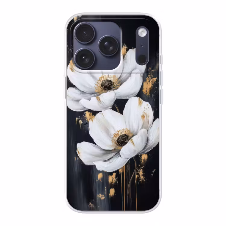 Bloemen - Wit - Abstract Telefoonhoesje iPhone 17 Pro klein -3d