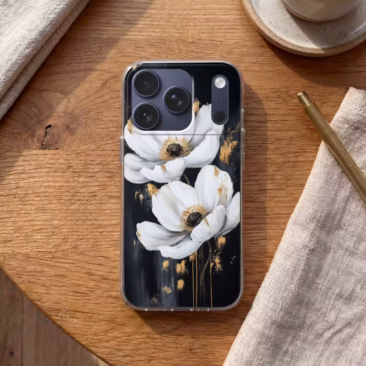 Bloemen - Wit - Abstract Telefoonhoesje iPhone 17 Pro klein -sfeer1