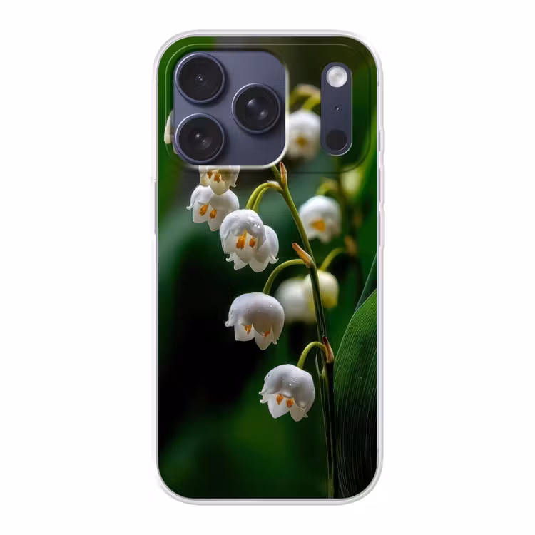 Bloemen - Wit - Bladeren - Lelietjes Telefoonhoesje iPhone 17 Pro klein -3d
