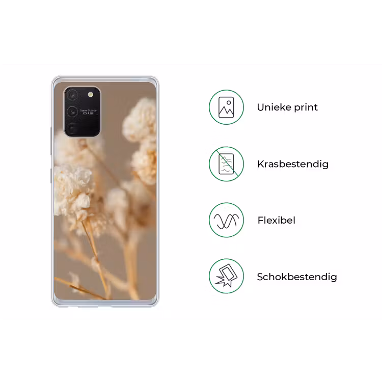 Bloemen - Wit - Natuur - Pastel Telefoonhoesje Samsung Galaxy S10 Lite klein -specsS10Lite
