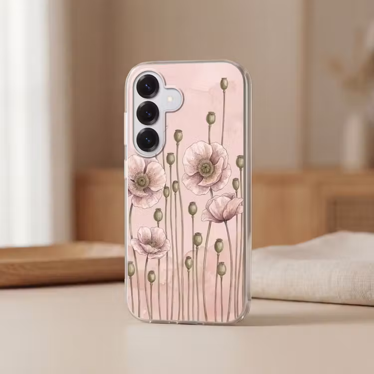 Bloemen - Zomer - Natuur - Aquarel - Roze Telefoonhoesje Samsung Galaxy S26 klein -sfeer2