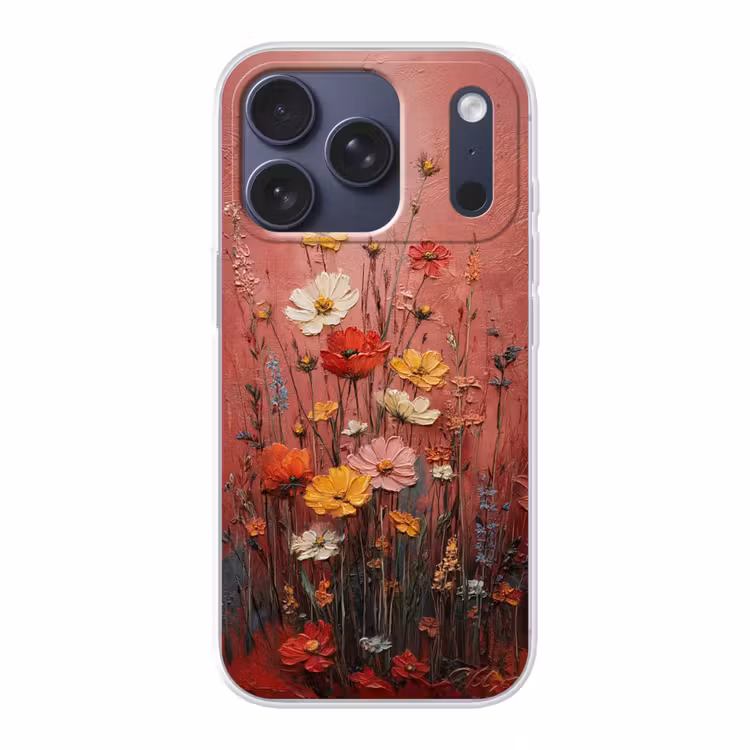 Bloemenboeket - Diepte - Tastbare textuur Telefoonhoesje iPhone 17 Pro klein -3d