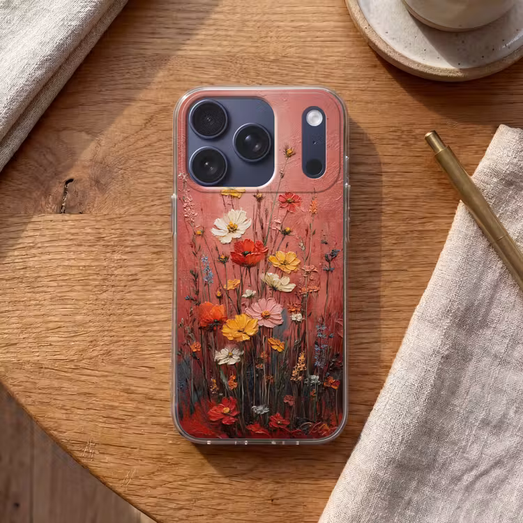 Bloemenboeket - Diepte - Tastbare textuur Telefoonhoesje iPhone 17 Pro klein -sfeer1