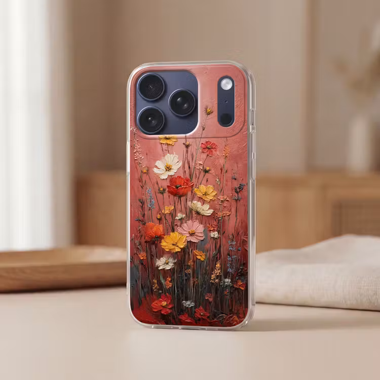 Bloemenboeket - Diepte - Tastbare textuur Telefoonhoesje iPhone 17 Pro klein -sfeer2