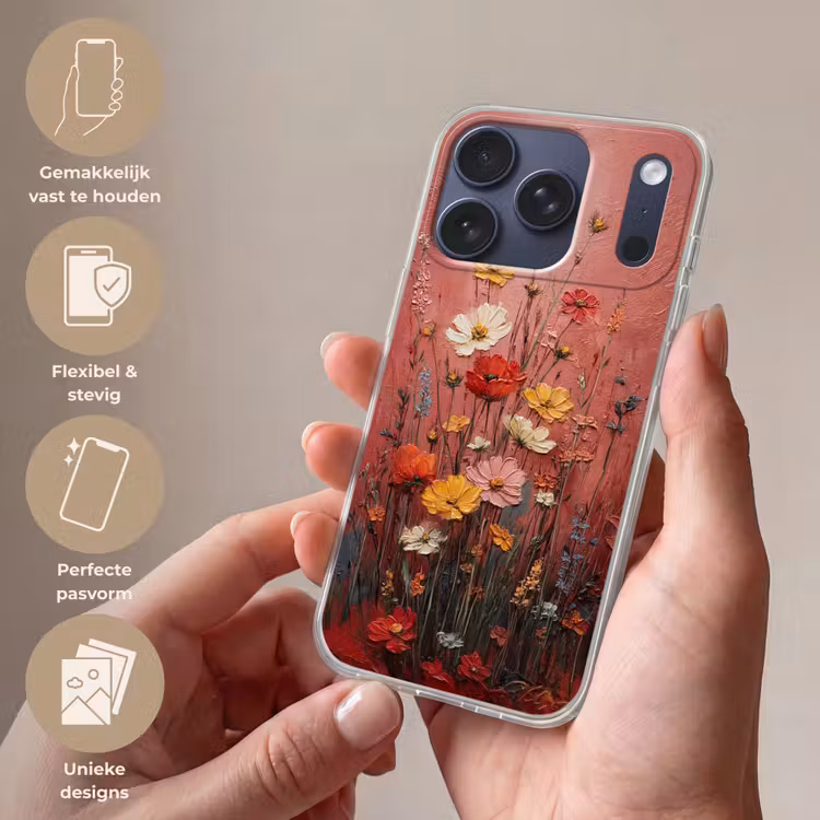 Bloemenboeket - Diepte - Tastbare textuur Telefoonhoesje iPhone 17 Pro klein -sfeer3_NL