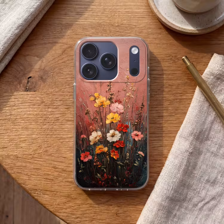 Bloemenboeket - Fijne details - Roze Telefoonhoesje iPhone 17 Pro klein -sfeer1