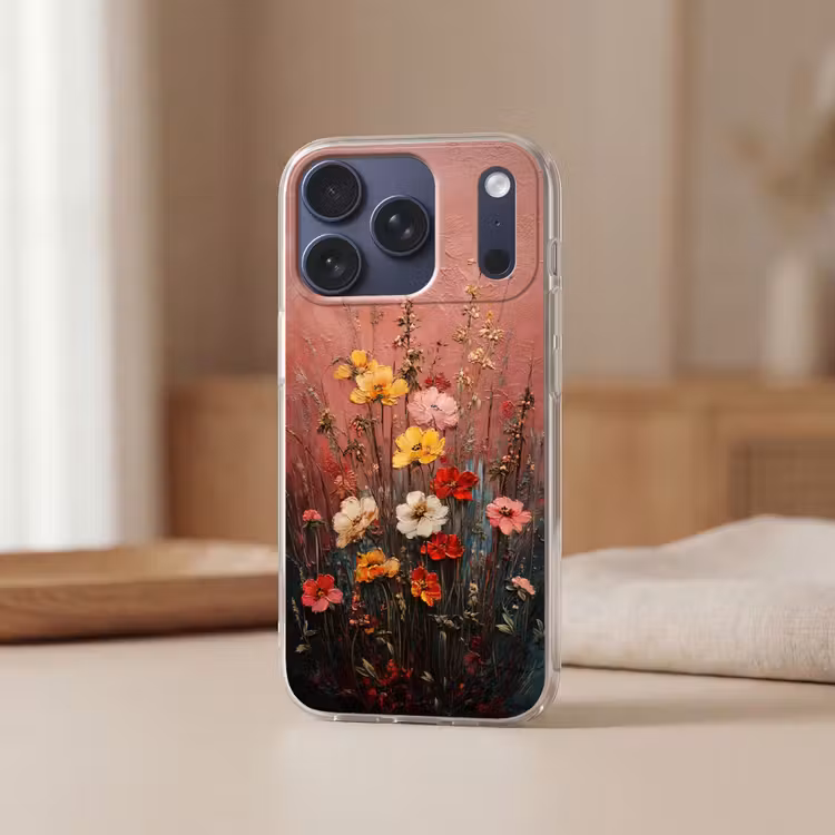 Bloemenboeket - Fijne details - Roze Telefoonhoesje iPhone 17 Pro klein -sfeer2