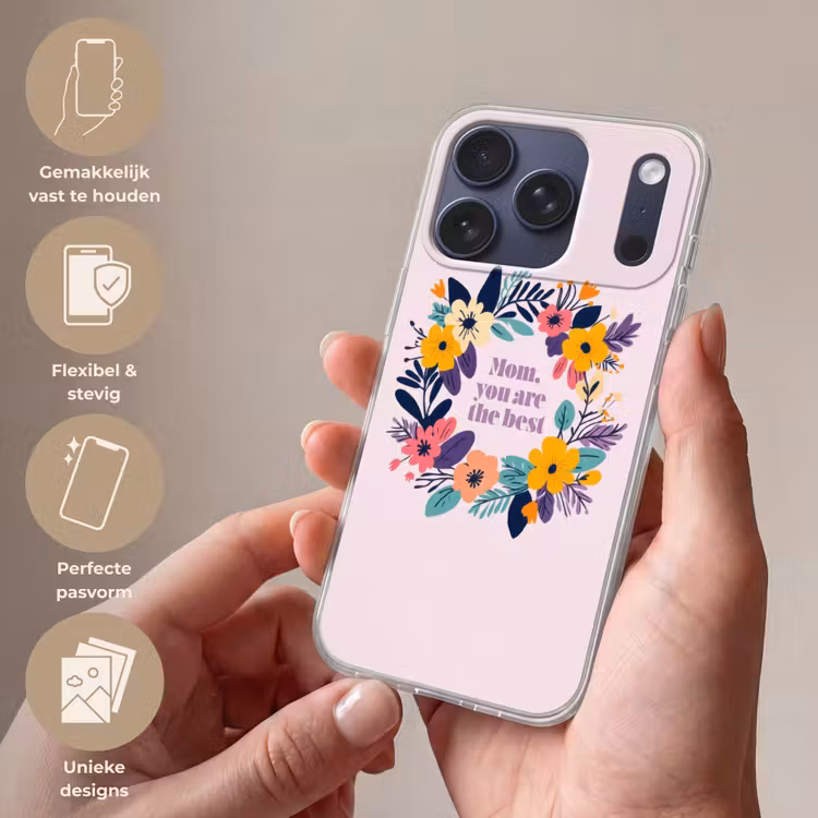 Bloemenkrans - Kleurrijk - Moeder Telefoonhoesje iPhone 17 Pro klein -sfeer3_NL