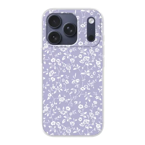Bloemenpatroon - Paars - Wit - Bloemen Telefoonhoesje iPhone 17 Pro klein -3d