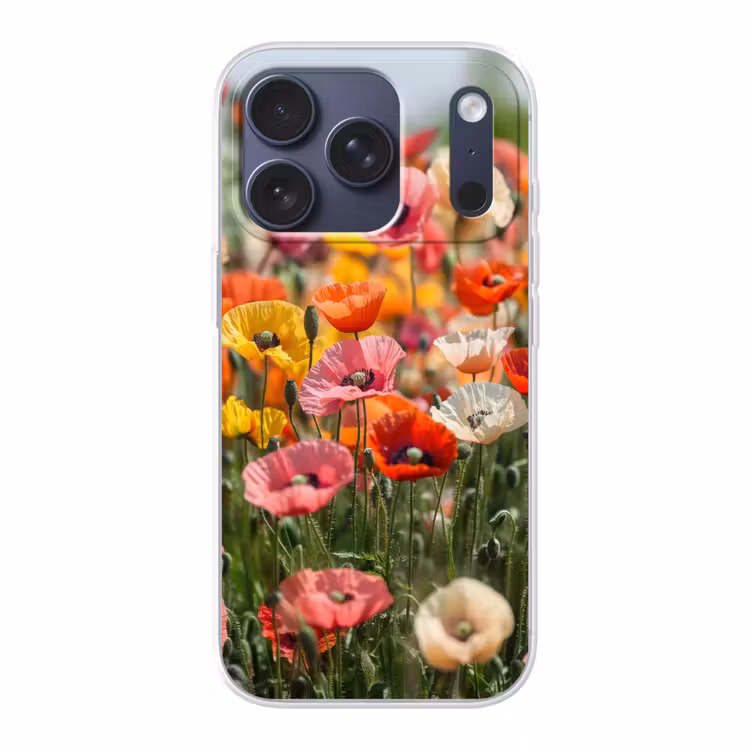 Bloemenveld - Klaprozen - Kleurrijk Telefoonhoesje iPhone 17 Pro klein -3d