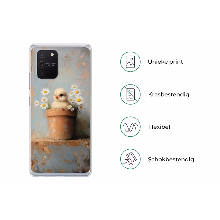 Bloempot - Kuiken - Bloemetjes Telefoonhoesje Samsung Galaxy S10 Lite klein -specsS10Lite