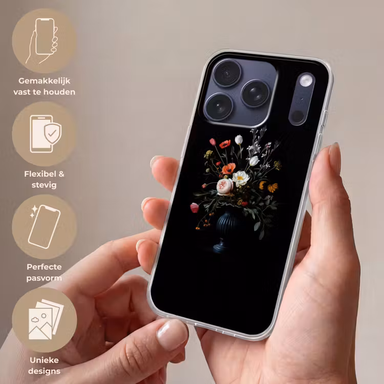 Bloemstuk - Vaas - Zwart Telefoonhoesje iPhone 17 Pro klein -sfeer3_NL