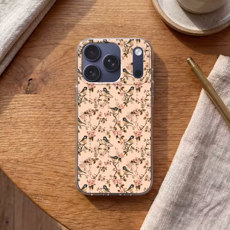Bloesem - Koolmees - Roze Telefoonhoesje iPhone 17 Pro klein 878 -sfeer1