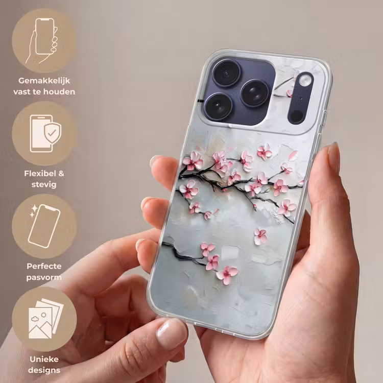 Bloesem - Kunstzinnig - Roze - Sakura Telefoonhoesje iPhone 17 Pro klein -sfeer3_NL