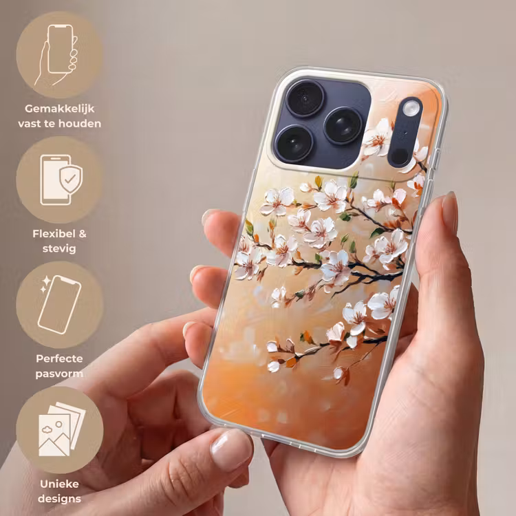 Bloesemtakken - Schilderachtig - Roze Telefoonhoesje iPhone 17 Pro klein -sfeer3_NL