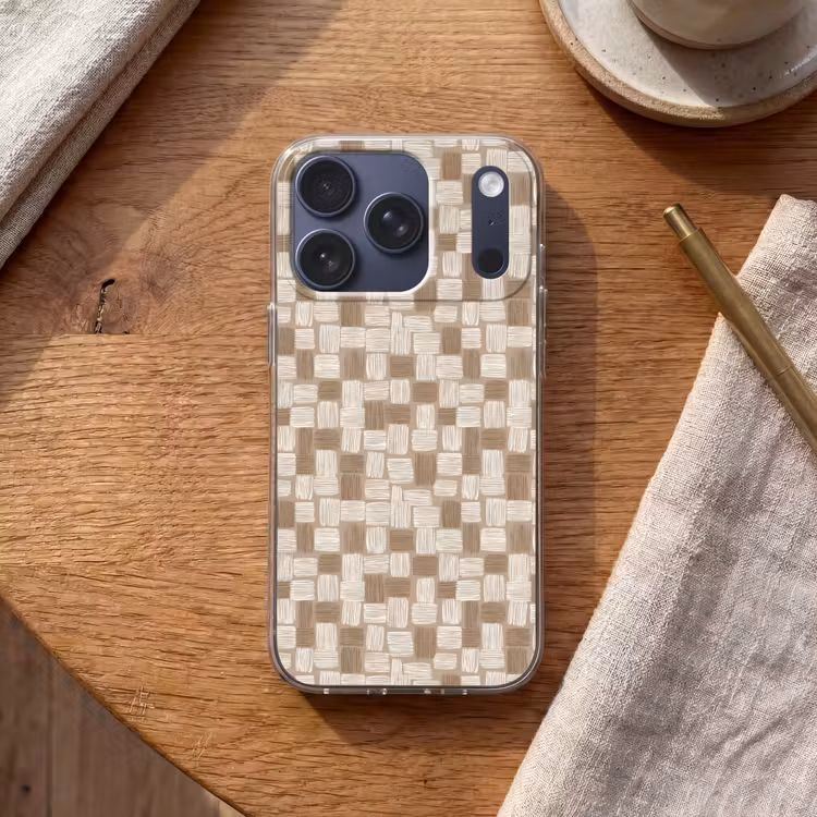 Blok - Patroon - Bruin Telefoonhoesje iPhone 17 Pro klein 878 -sfeer1