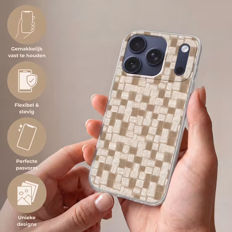 Blok - Patroon - Bruin Telefoonhoesje iPhone 17 Pro klein 878 -sfeer3_NL