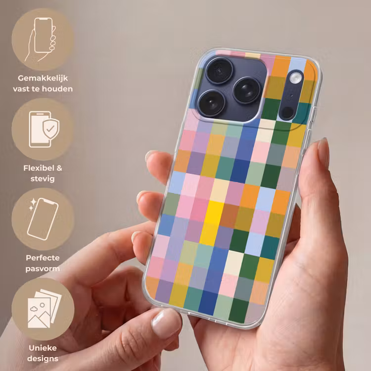 Blokken - Vierkant - Patroon - Gekleurd Telefoonhoesje iPhone 17 Pro klein -sfeer3_NL