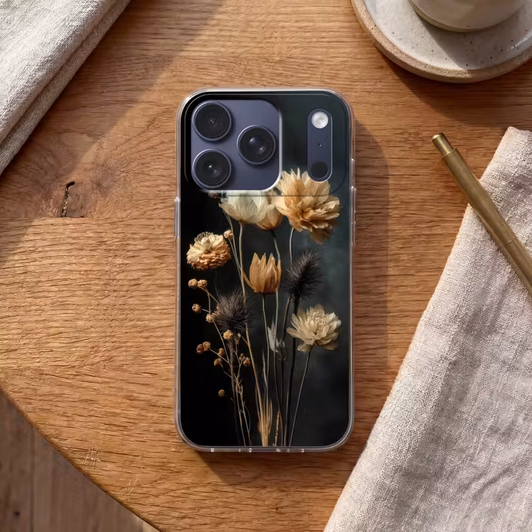 Boeket - Bloemen - Licht - Zwart Telefoonhoesje iPhone 17 Pro klein -sfeer1