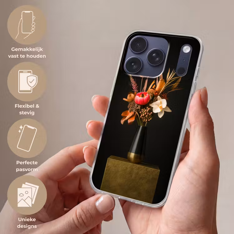 Boeket - Oranje - Gouden - vaas Telefoonhoesje iPhone 17 Pro klein -sfeer3_NL