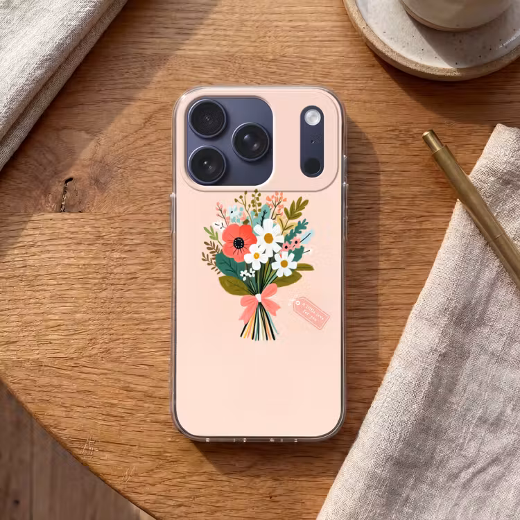 Boeket - Strikje - Kaartje - Quote Telefoonhoesje iPhone 17 Pro klein -sfeer1