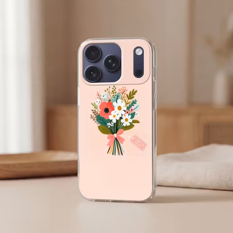 Boeket - Strikje - Kaartje - Quote Telefoonhoesje iPhone 17 Pro klein -sfeer2