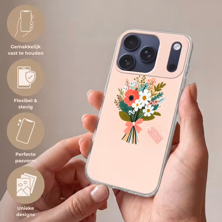 Boeket - Strikje - Kaartje - Quote Telefoonhoesje iPhone 17 Pro klein -sfeer3_NL