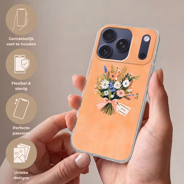 Boeket - Strikje - Quote Telefoonhoesje iPhone 17 Pro klein -sfeer3_NL