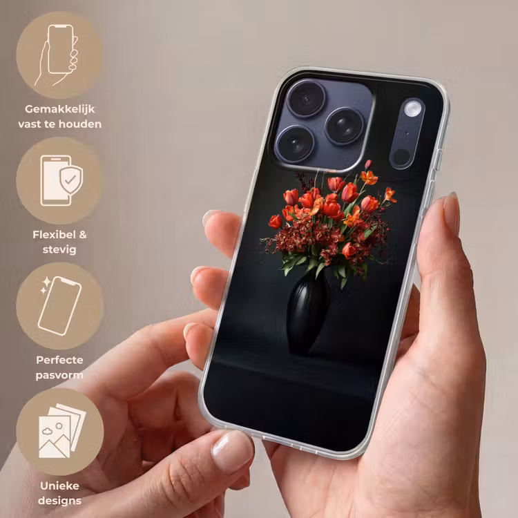 Boeket - Tulpen - Vaas - Rood Telefoonhoesje iPhone 17 Pro klein -sfeer3_NL