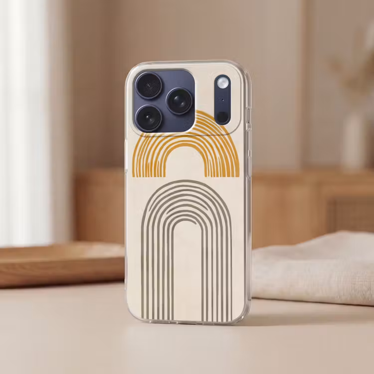 Bogen - Lijnen - Oranje - Minimalistisch Telefoonhoesje iPhone 17 Pro klein -sfeer2