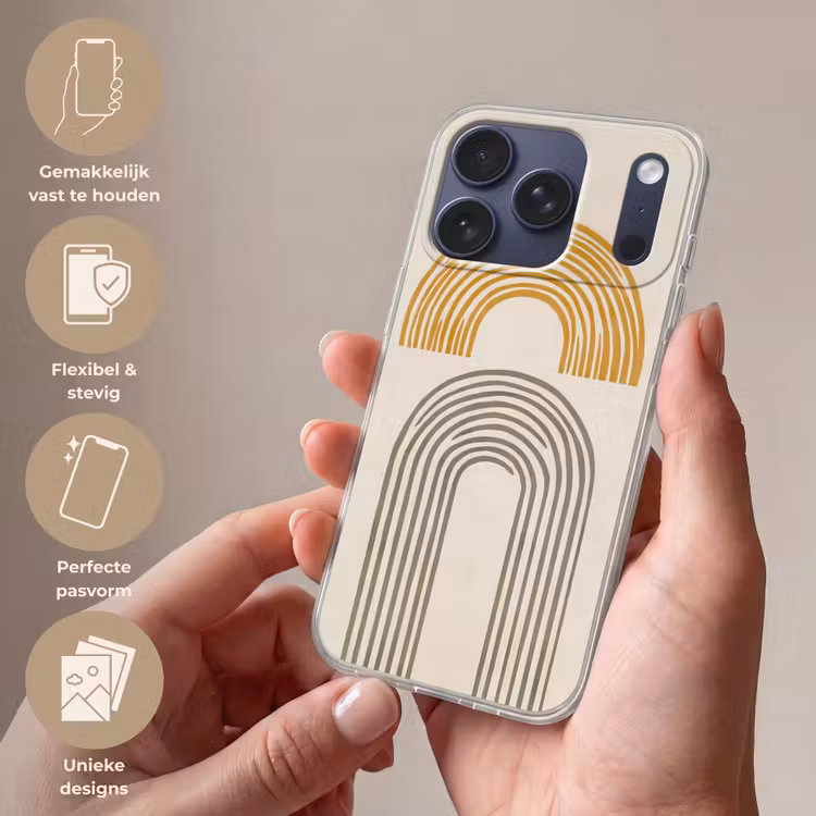 Bogen - Lijnen - Oranje - Minimalistisch Telefoonhoesje iPhone 17 Pro klein -sfeer3_NL