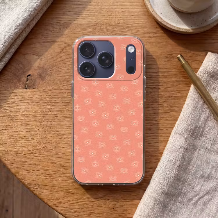 Boho - Print - Roze - Wit - Ogen Telefoonhoesje iPhone 17 Pro klein -sfeer1