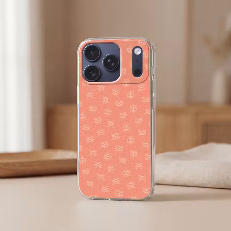 Boho - Print - Roze - Wit - Ogen Telefoonhoesje iPhone 17 Pro klein -sfeer2