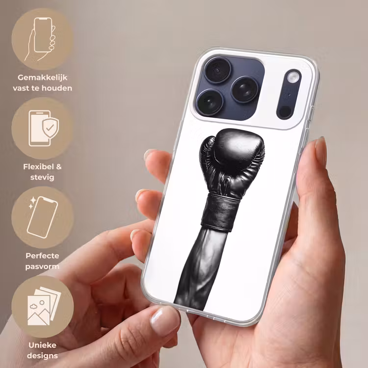 Bokshandschoen - Zwart - Hand Telefoonhoesje iPhone 17 Pro klein -sfeer3_NL