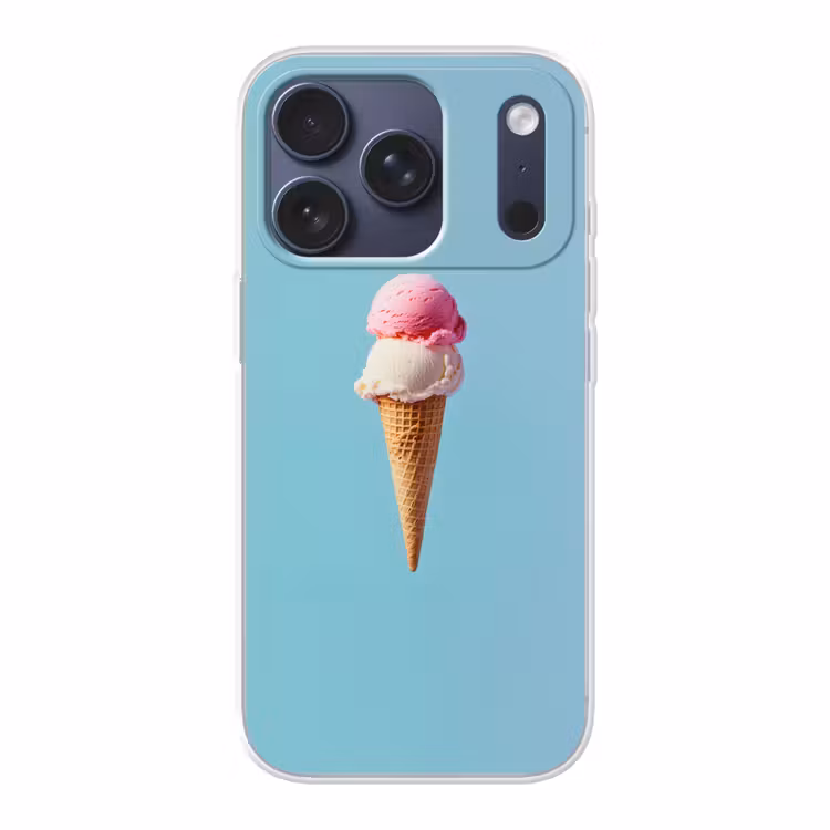 Bolletjes - Schepijs - Hoorntje - Blauw Telefoonhoesje iPhone 17 Pro klein -3d