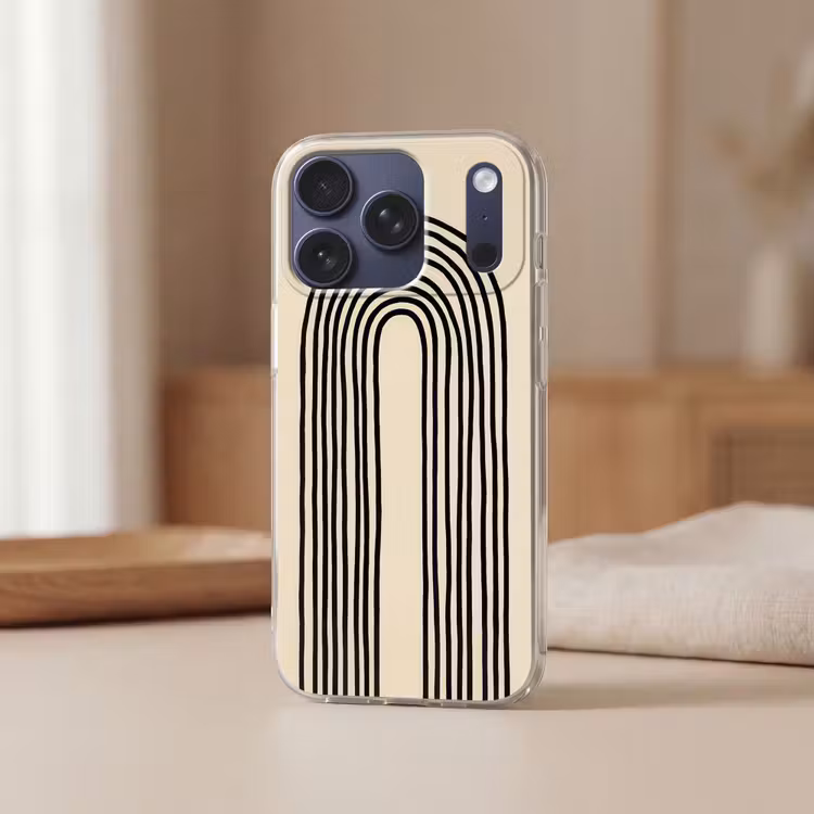 Boogvormen - Zwart - Strak Telefoonhoesje iPhone 17 Pro klein -sfeer2