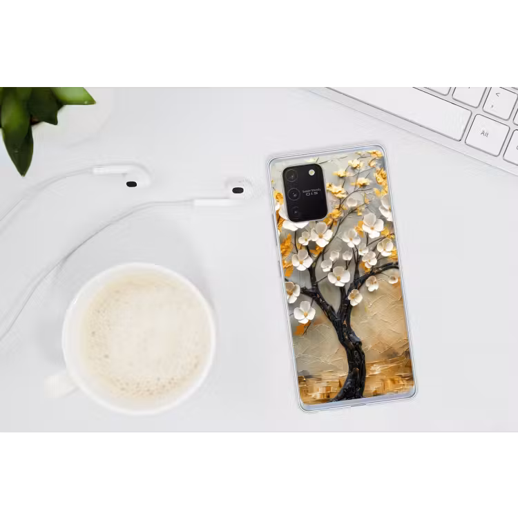 Boom - Bloemen - Goud - Beige Telefoonhoesje Samsung Galaxy S10 Lite klein -oordopS10Lite