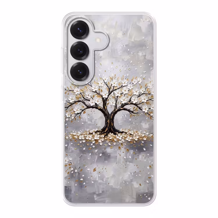Boom - Bloemen - Natuur - Abstract - Wit Telefoonhoesje Samsung Galaxy S26 klein -3d