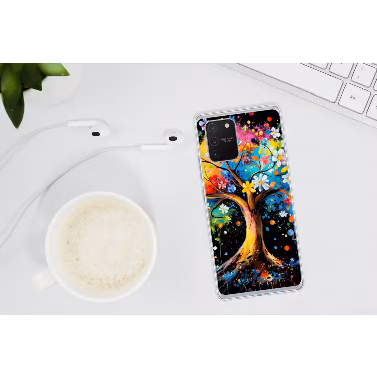 Boom - Kleurrijk - Bloemen - Zwart Telefoonhoesje Samsung Galaxy S10 Lite klein -oordopS10Lite