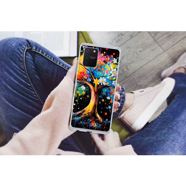 Boom - Kleurrijk - Bloemen - Zwart Telefoonhoesje Samsung Galaxy S10 Lite klein -handS10Lite