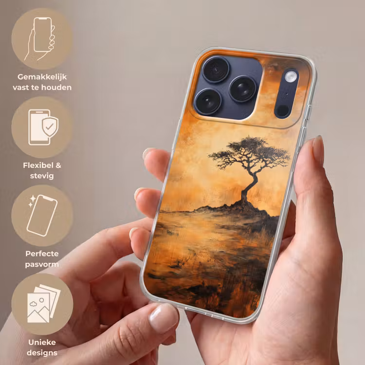 Boom - Landschap - Oranje Telefoonhoesje iPhone 17 Pro klein -sfeer3_NL