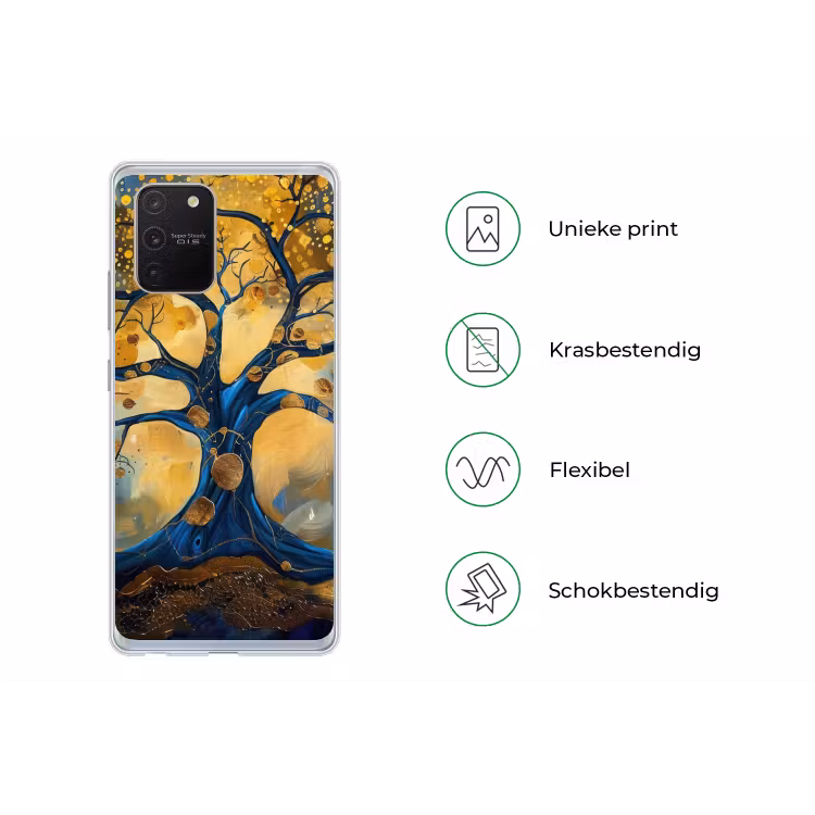 Boom - Levensboom - Blauw - Goud Telefoonhoesje Samsung Galaxy S10 Lite klein -specsS10Lite