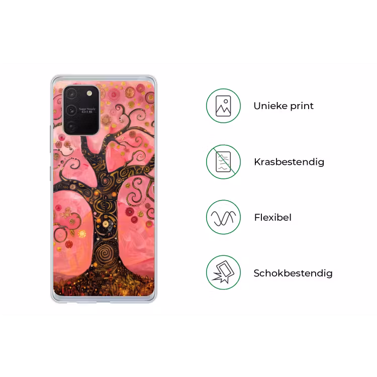 Boom - Levensboom - Roze - Goud Telefoonhoesje Samsung Galaxy S10 Lite klein -specsS10Lite