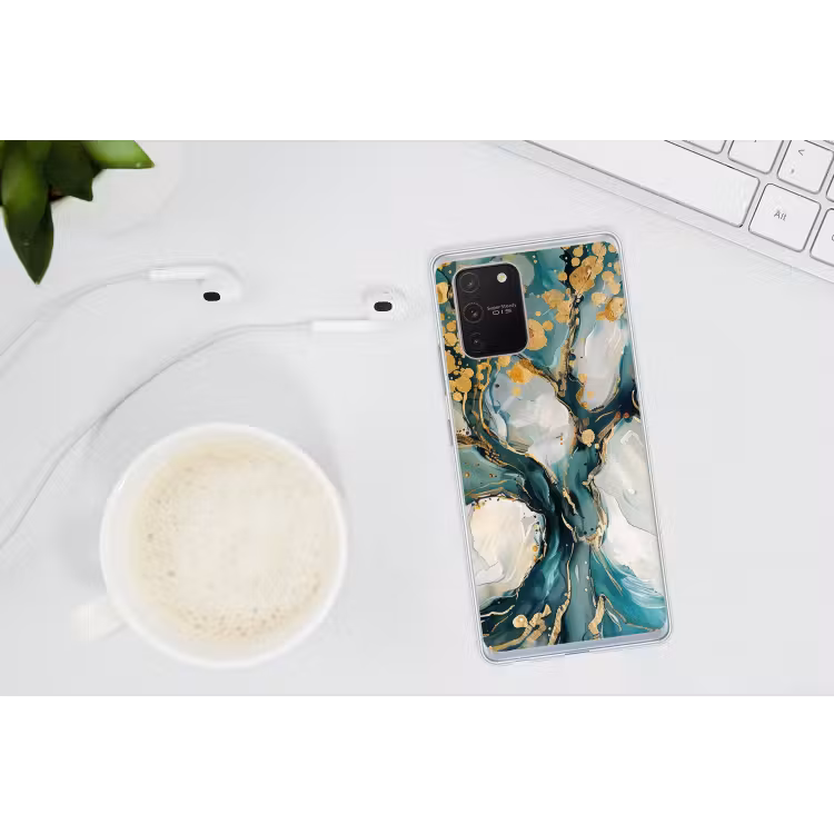 Boom - Modern - Verflook - Turquoise - Goud Telefoonhoesje Samsung Galaxy S10 Lite klein -oordopS10Lite