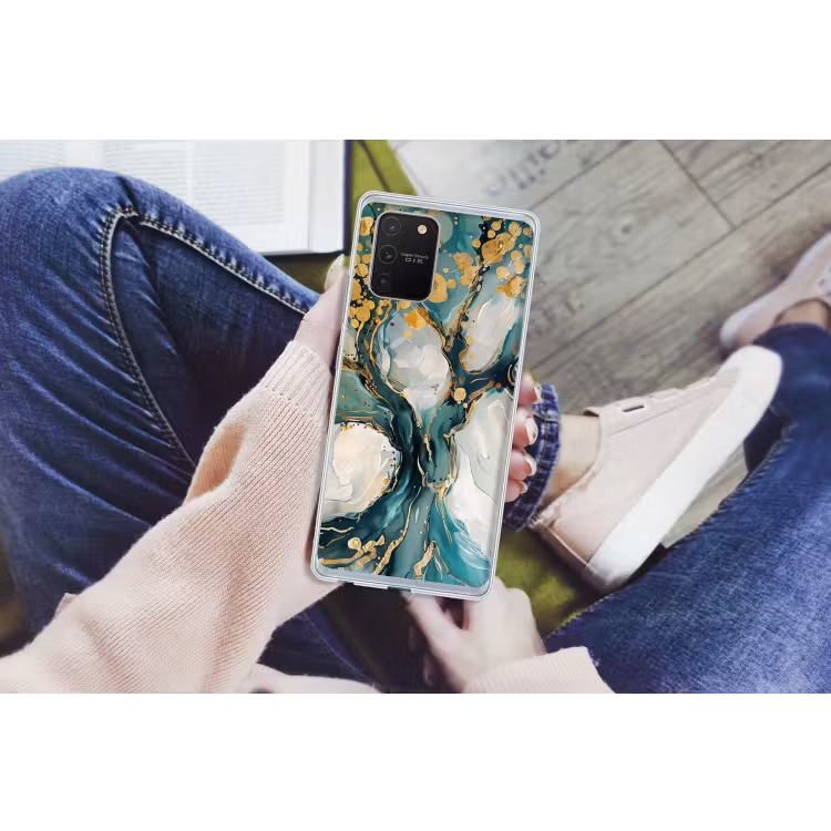 Boom - Modern - Verflook - Turquoise - Goud Telefoonhoesje Samsung Galaxy S10 Lite klein -handS10Lite
