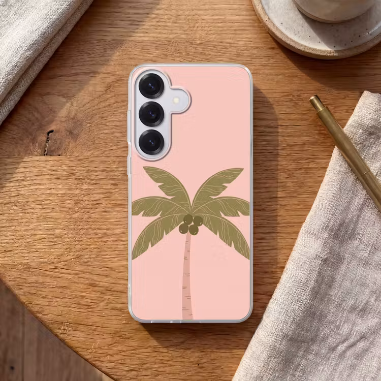 Boom - Palm - Natuur - Illustratie - Roze Telefoonhoesje Samsung Galaxy S26 klein -sfeer1